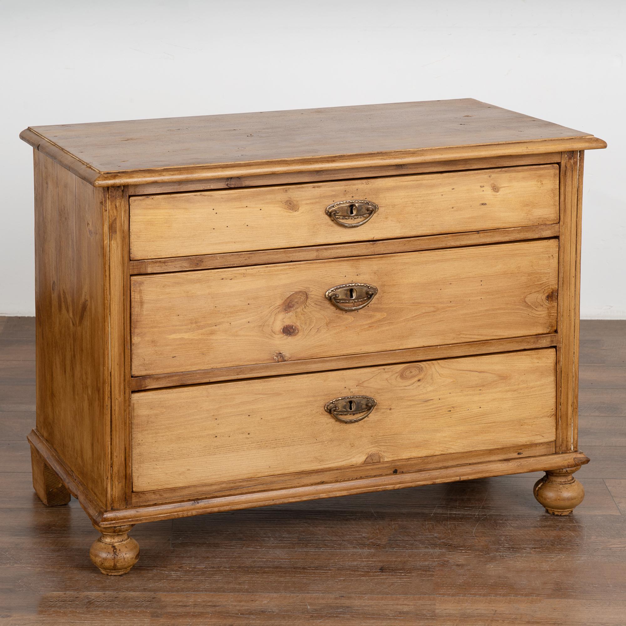 Small Pine Chest of Three Drawers, Denmark circa 18901900