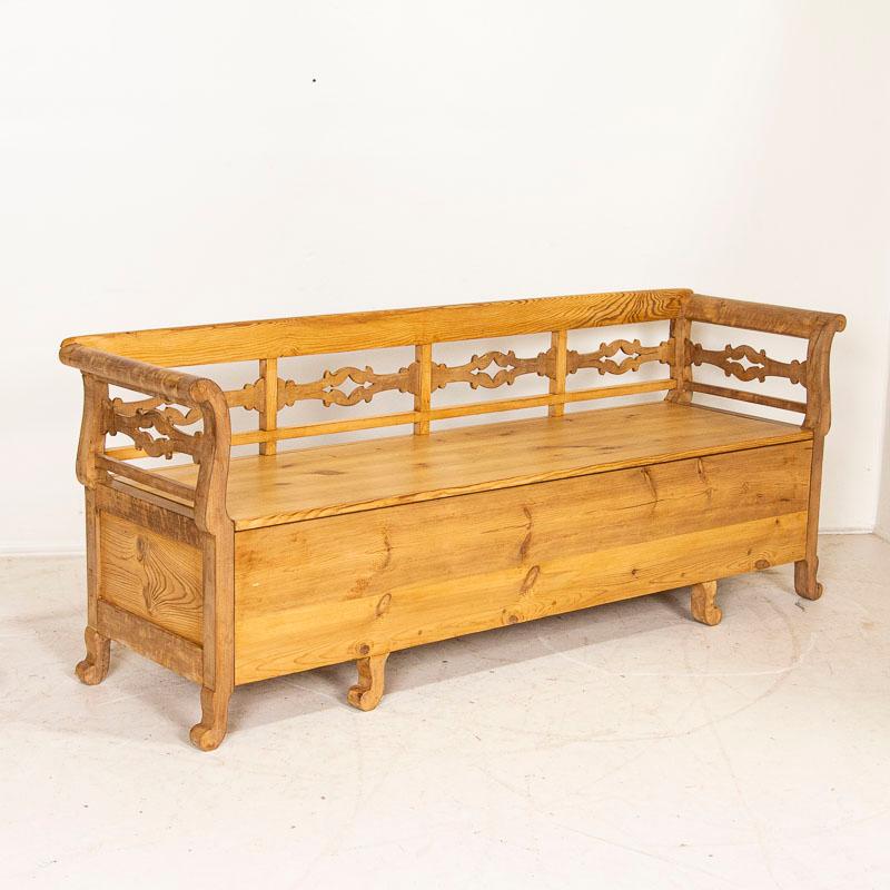 Antique Pine Bench With Storage from Sweden