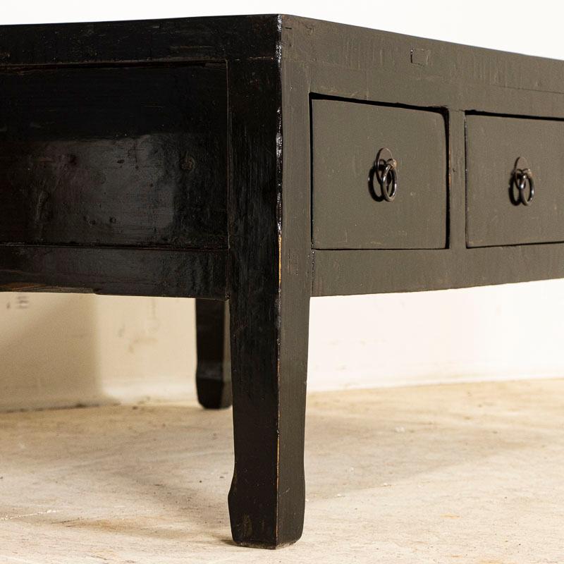 Antique Chinese Black Lacquer Coffee Table With 3 drawers