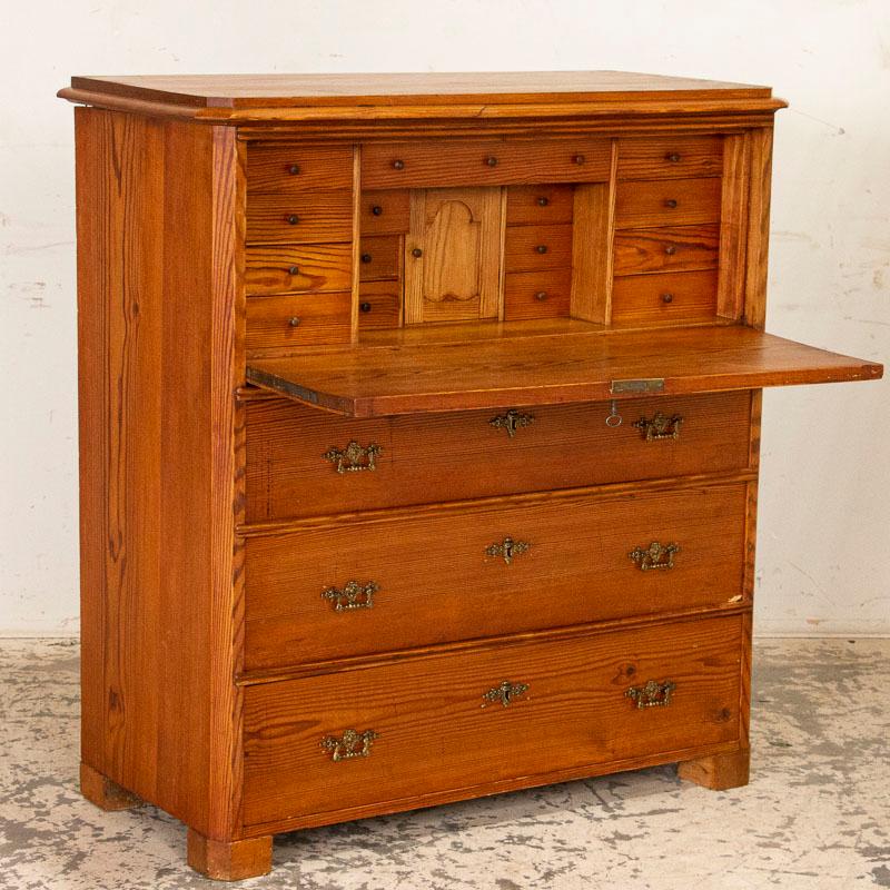 Antique Pine Secretary Desk from Sweden