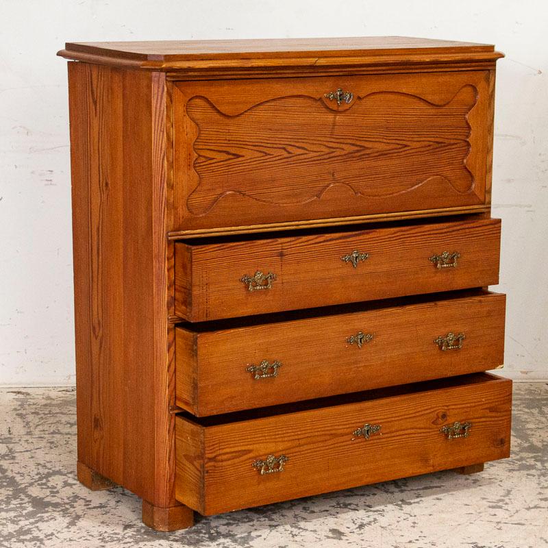 Antique Pine Secretary Desk from Sweden
