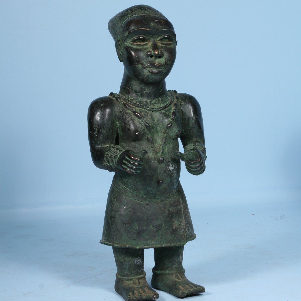 Pair, African Bamoun Bronze Dwarf Sculptures