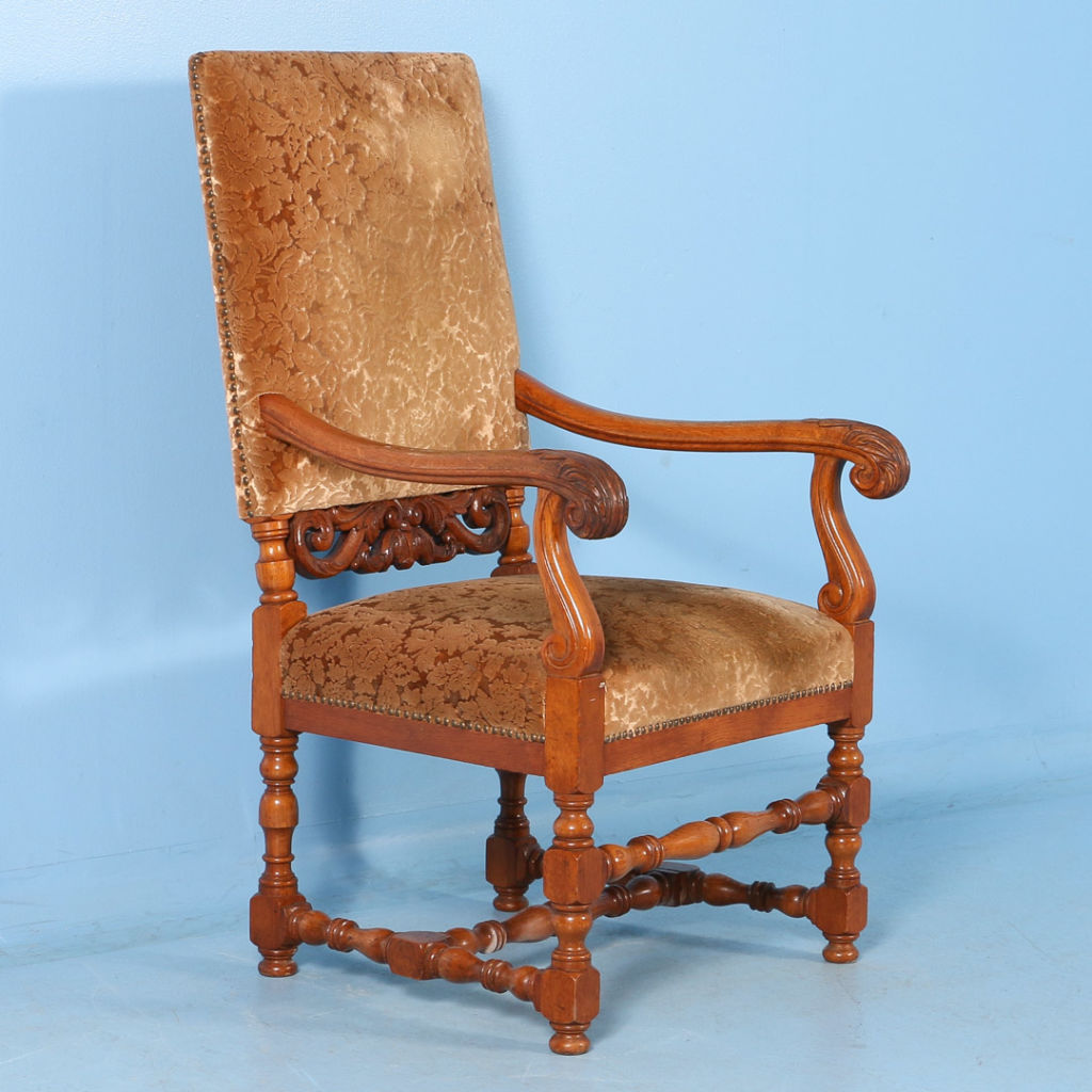 Carved 19th Century Antique Danish Oak Arm Chair