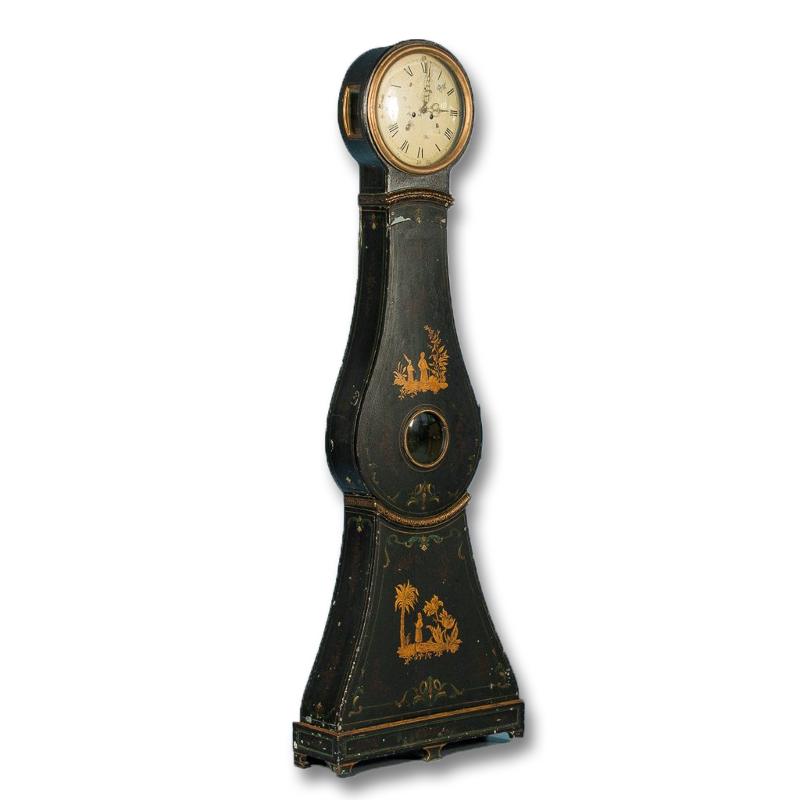 Antique Swedish Mora Clock with Original Black Paint, circa 18001840