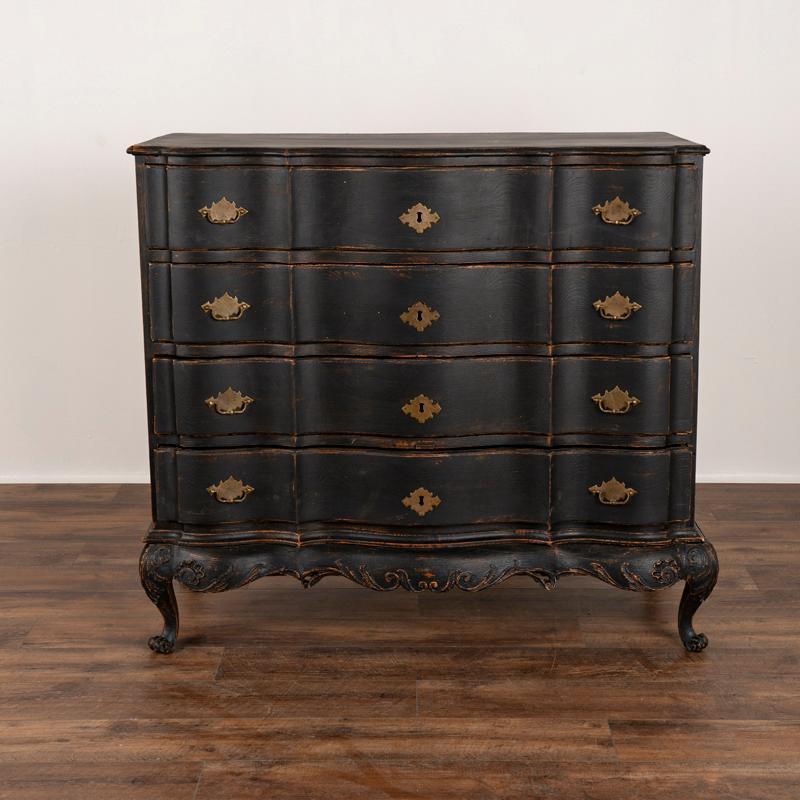 Antique Large Oak Rococo Chest of Drawers Painted Black