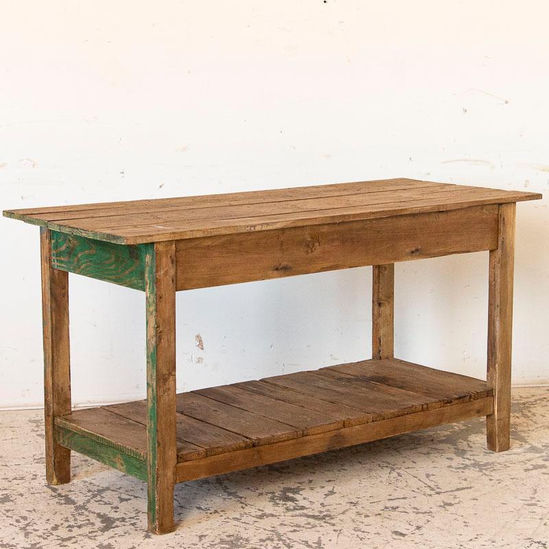 Antique Farm Work Table with Shelf