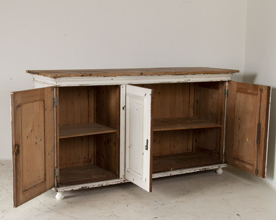 Antique Original Painted White Sideboard Buffet Kitchen Island