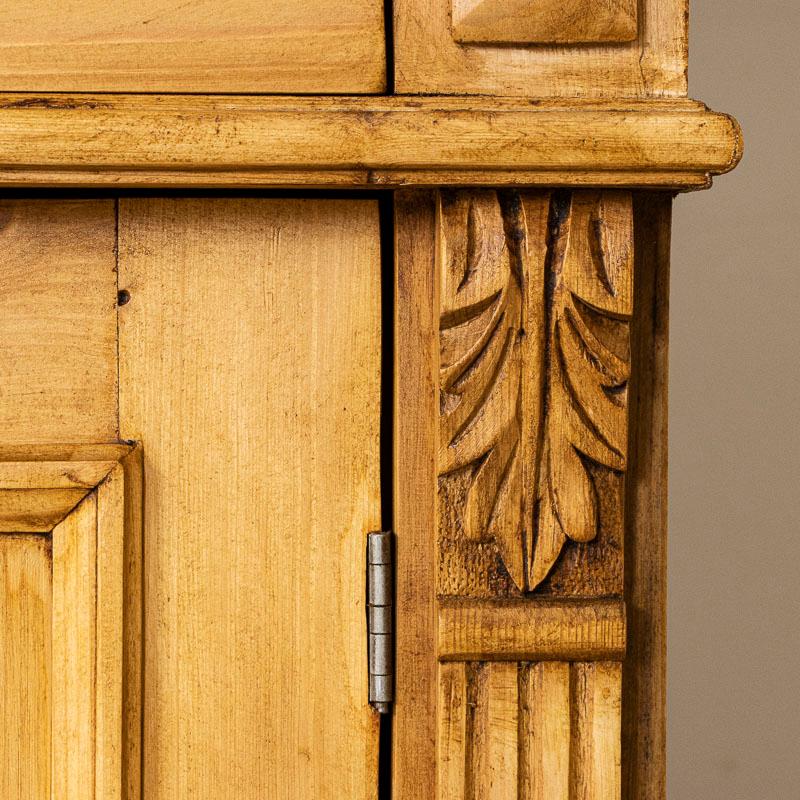 Late 19th Century Antique Pine Large Cupboard With Upper Glass