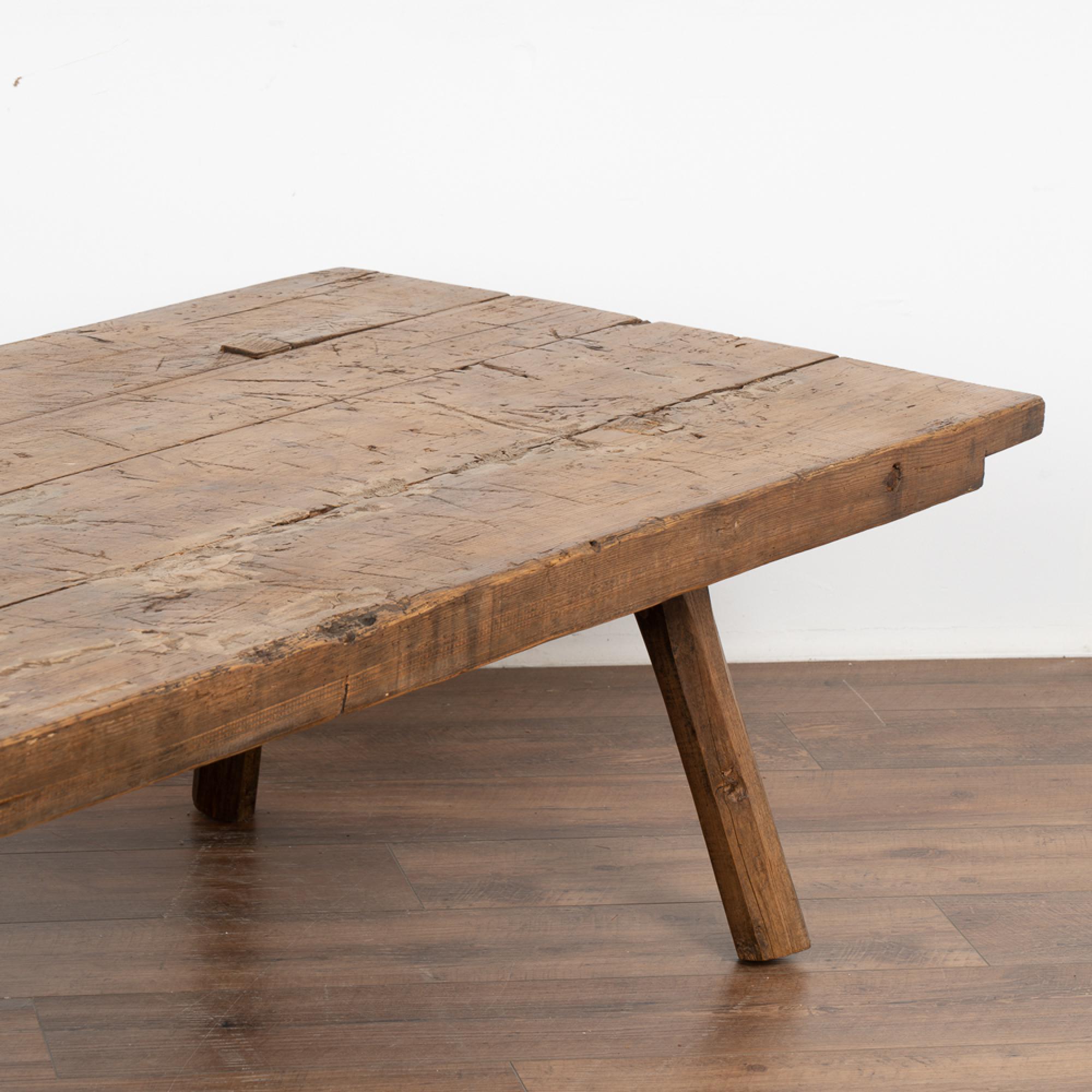 Large Rustic Coffee Table from Old Work Table, Hungary circa 1890
