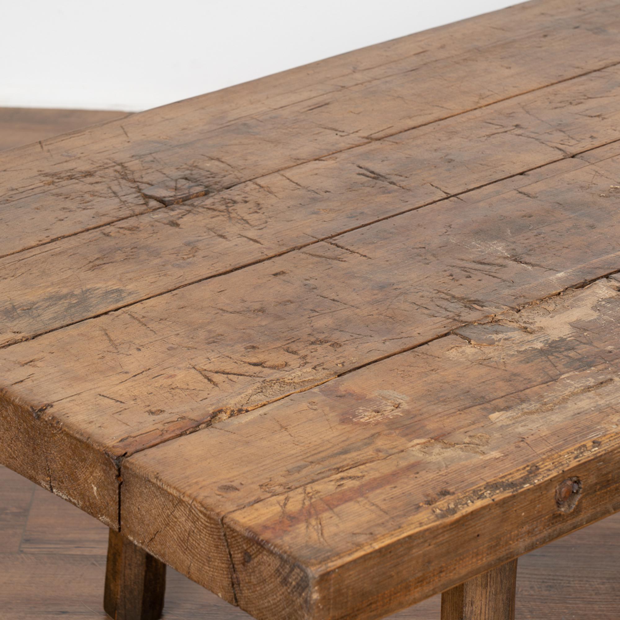 Large Rustic Coffee Table from Old Work Table, Hungary circa 1890