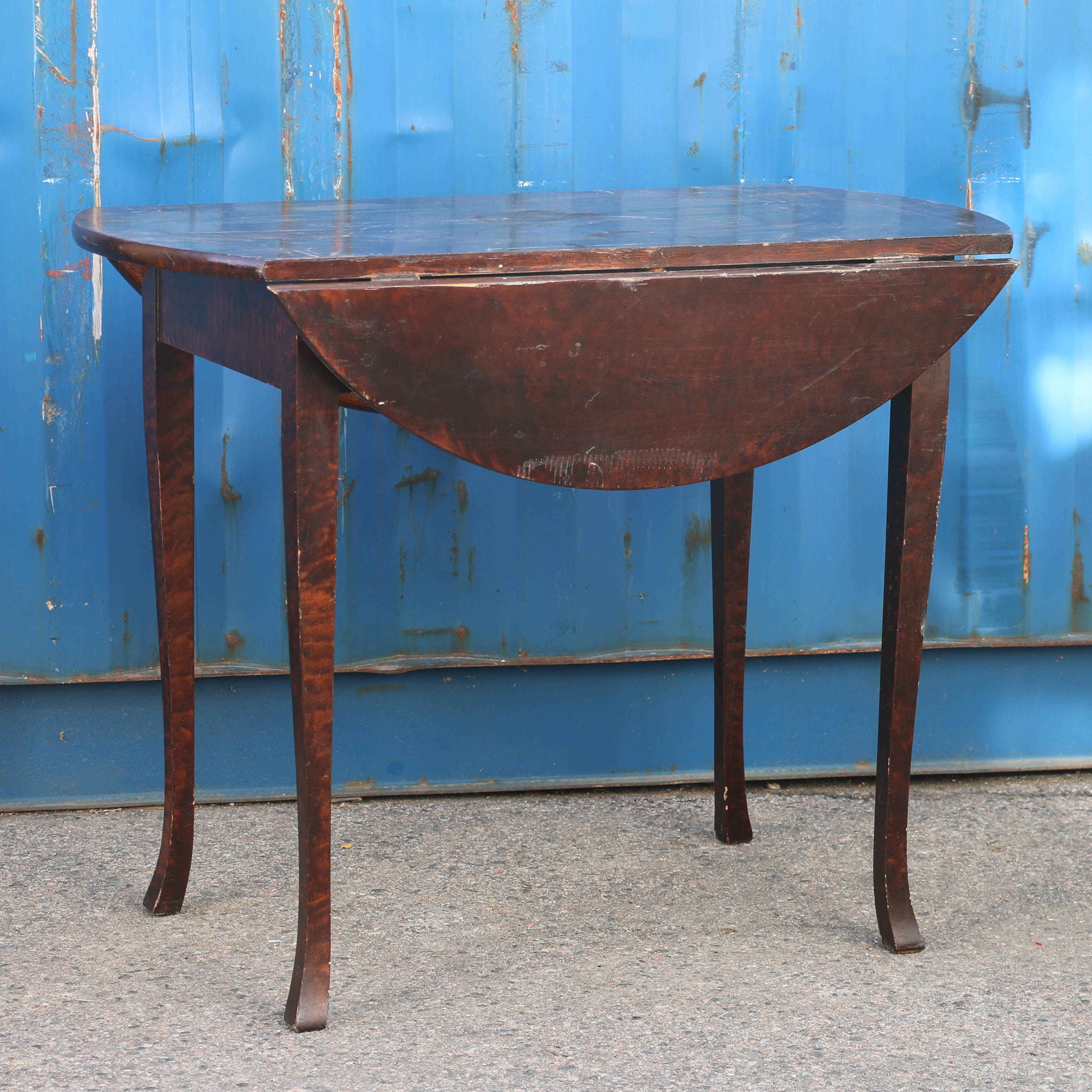 Antique Drop Leaf Table With Original Wood Grain Paint