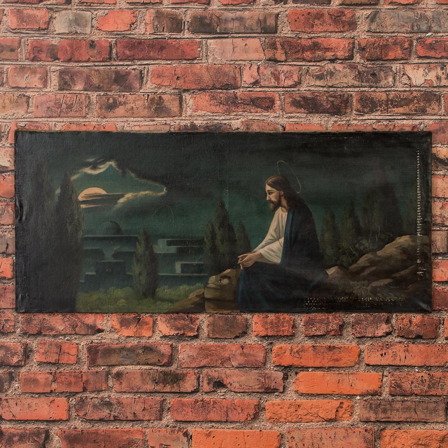 Original Oil on Canvas Painting of Jesus Praying in a Garden